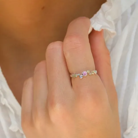 rosa zirkon ring i sølv - Bubbly Twist