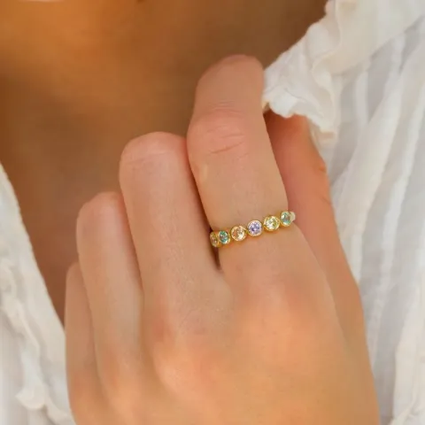 multifarget zirkon ring i forgylt sølv - Bubbly Twist