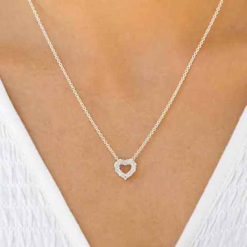 hjerte zirkon anheng i sølv