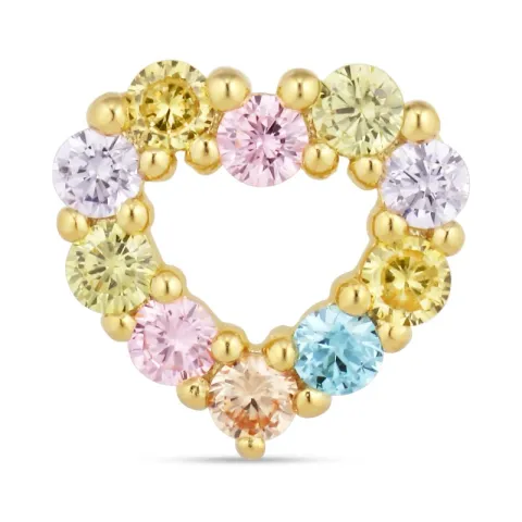 hjerte multifarget zirkon anheng i forgylt sølv