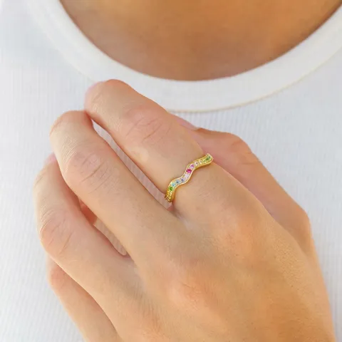 multifarget zirkon ring i forgylt sølv