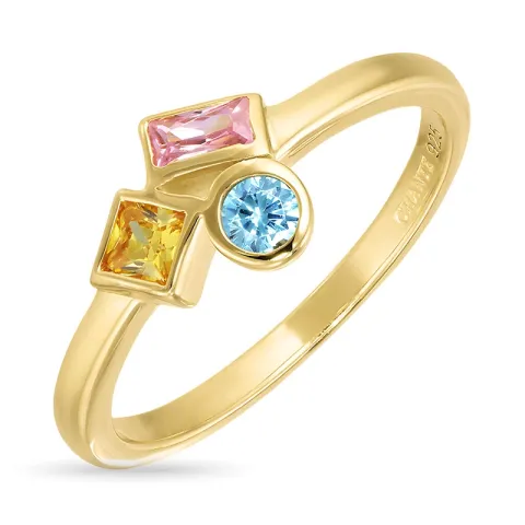 multifarget zirkon ring i forgylt sølv