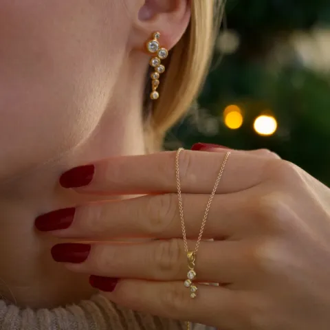 zirkon øredobber i forgylt sølv - Bubbly Sparkle