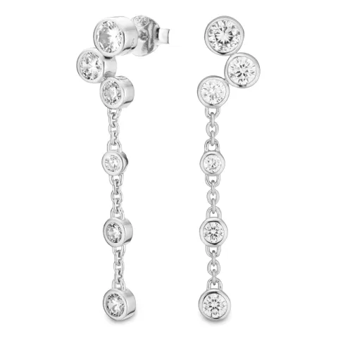lange zirkon øredobber i sølv - Bubbly Sparkle