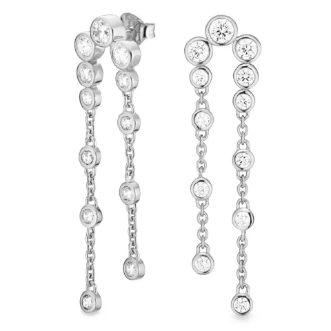 lange zirkon øredobber i sølv - Bubbly Sparkle