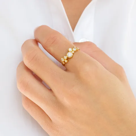 zirkon ring i forgylt sølv - Bubbly Sparkle