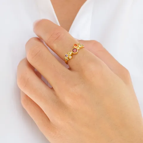 multifarget zirkon ring i forgylt sølv - Bubbly Twist