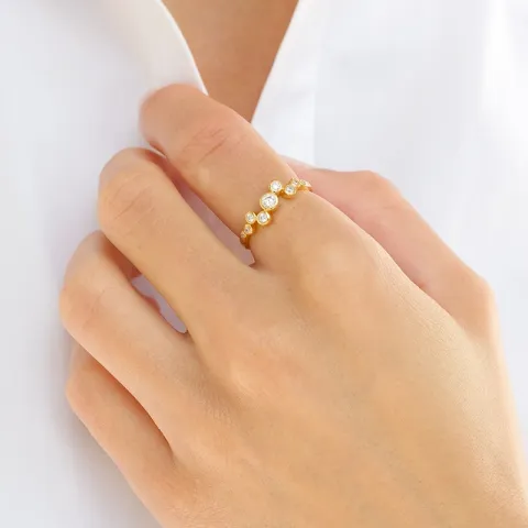 zirkon ring i forgylt sølv - Bubbly Sparkle
