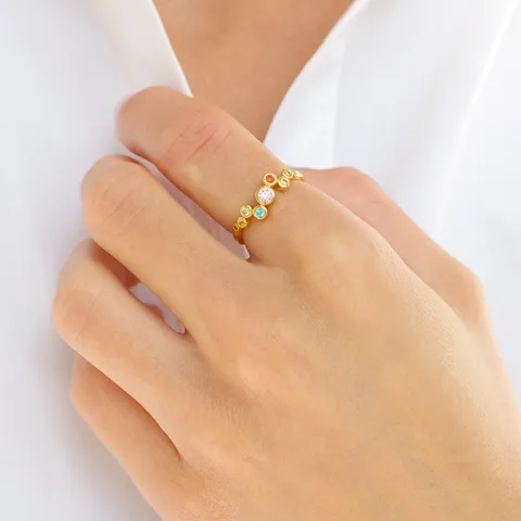 multifarget zirkon ring i forgylt sølv - Bubbly Twist