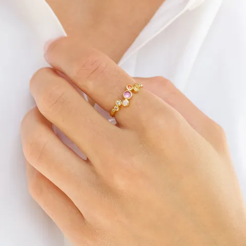 multifarget zirkon ring i forgylt sølv - Bubbly Twist