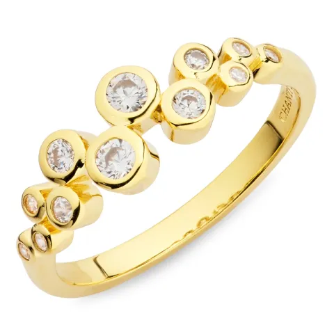 zirkon ring i forgylt sølv