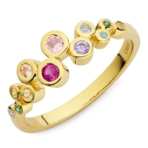 multifarget zirkon ring i forgylt sølv - Bubbly Twist