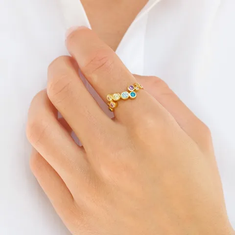 multifarget zirkon ring i forgylt sølv - Bubbly Twist