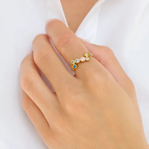 multifarget zirkon ring i forgylt sølv - Bubbly Twist