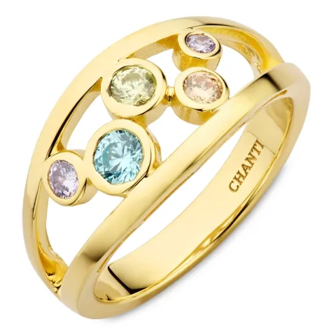 multifarget zirkon ring i forgylt sølv - Bubbly Twist