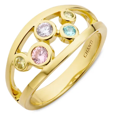 multifarget zirkon ring i forgylt sølv - Bubbly Twist