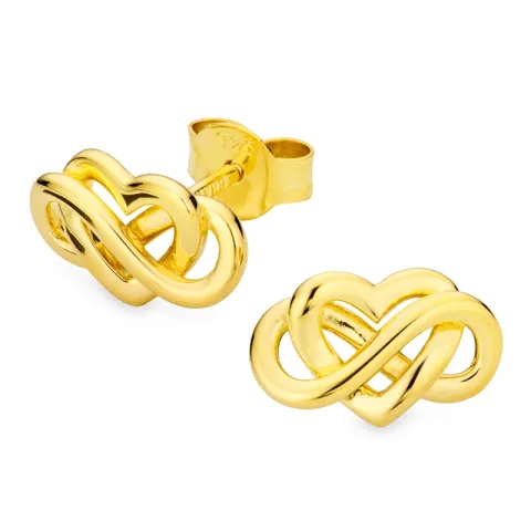 hjerte infinity øredobber i forgylt sølv - Amoré