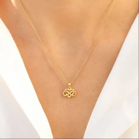 hjerte infinity anheng i forgylt sølv - Amoré