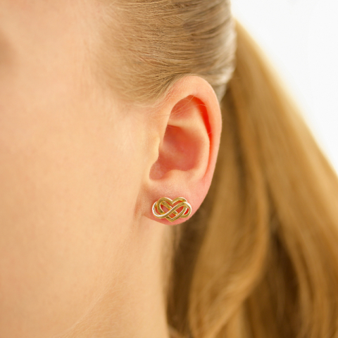 hjerte infinity ørestikker i forgylt sølv - Amoré