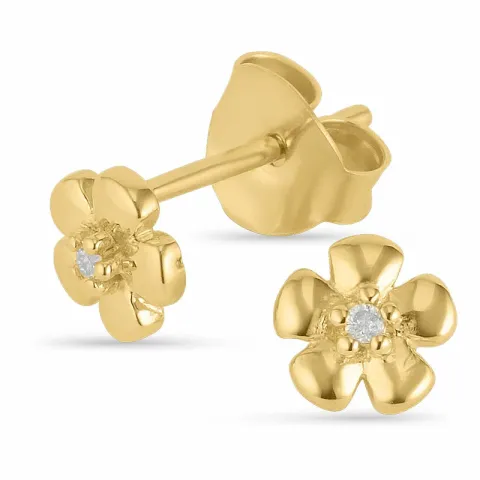 blomst diamantøredobb i forgylt sølv med diamant 