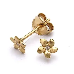 Blomst ørestikker i forgylt sølv