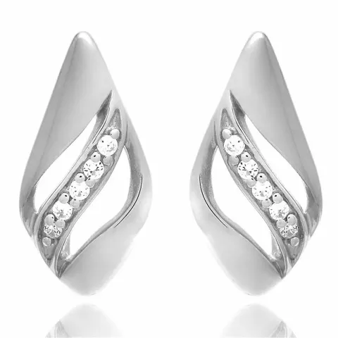 Blad sett med øredobber og halskjeder i sølv hvit zirkon