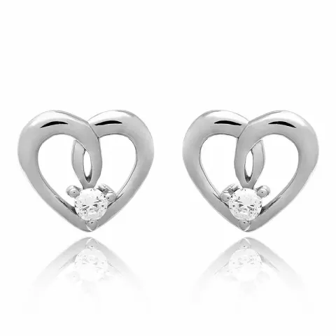 Hjerte sett med øredobber og halskjeder i sølv hvit zirkon