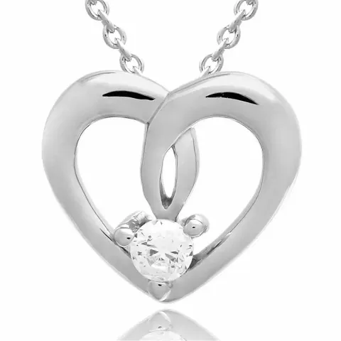 Hjerte sett med øredobber og halskjeder i sølv hvit zirkon