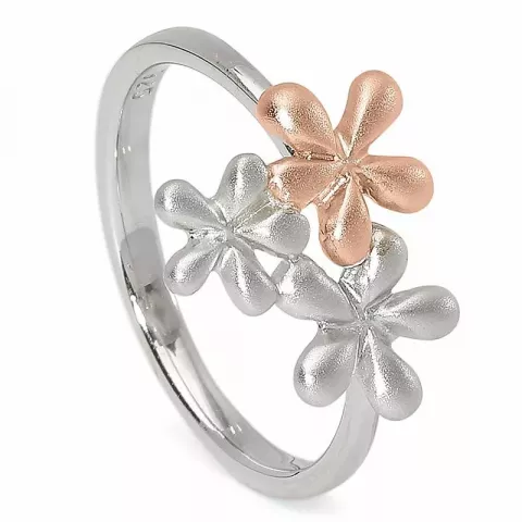 Sandblåst blomst ring i sølv med rosabelagt sølv