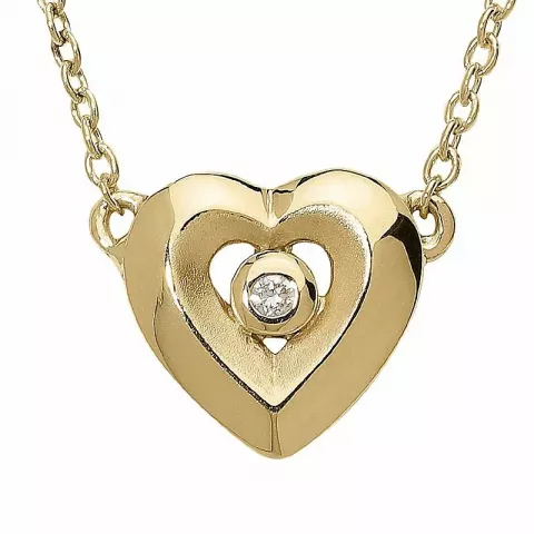 Hjerte halskjede i 9 karat gull med hjerteanheng i 9 karat gull