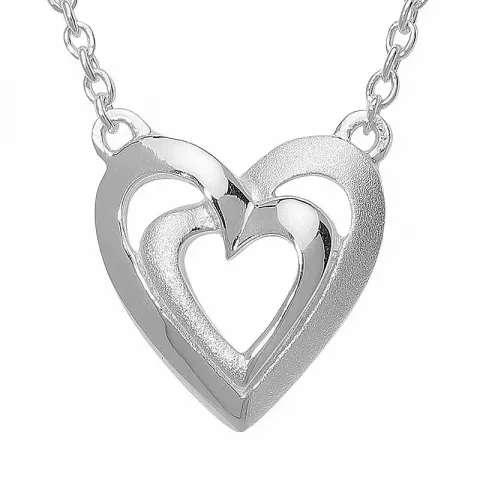 halskjede i sølv med hjerteanheng i sølv