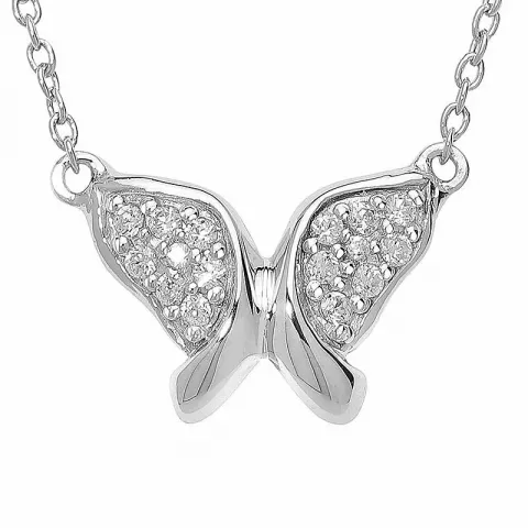 halskjede i sølv med sommerfugl i sølv