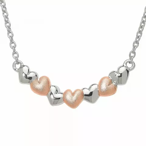 Elegant hjerte halskjede i sølv med hjerteanheng i rosabelagt sølv