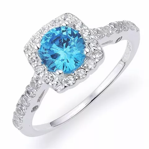 Elegant blå zirkon ring i sølv
