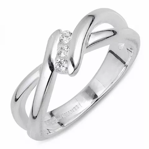 Bedårende abstrakt hvit zirkon ring i sølv