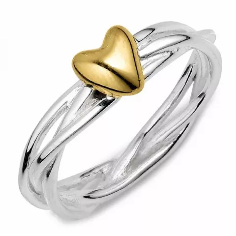 hjerte ring i sølv med forgylt sølv