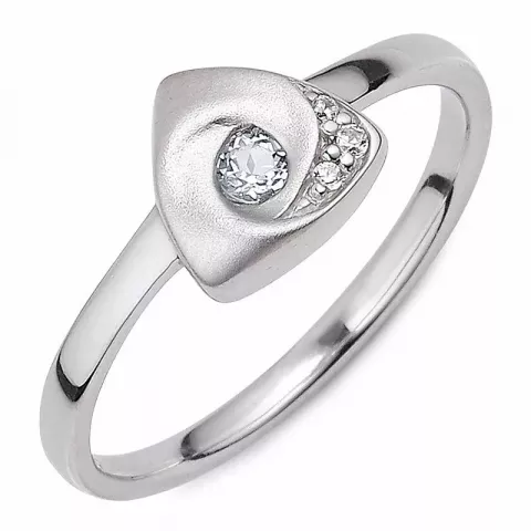 Elegant abstrakt zirkon ring i sølv