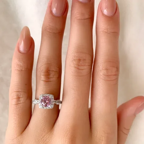 rosa zirkon ring i sølv