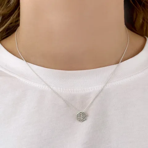 Fødselsblomst juni rosa anheng i sølv