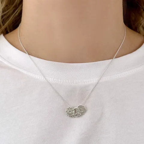 Fødselsblomst juni rosa anheng i sølv