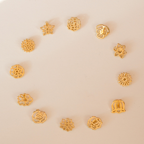 Fødselsblomst desember julestjerne anheng i forgylt sølv