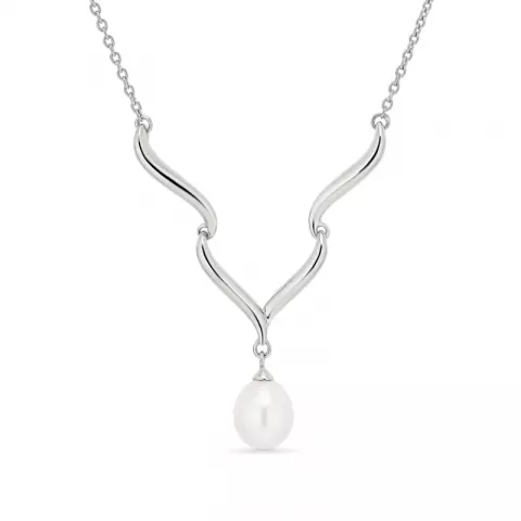 perle halskjede i sølv