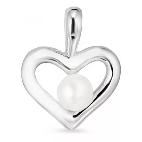 hjerte perle anheng i sølv