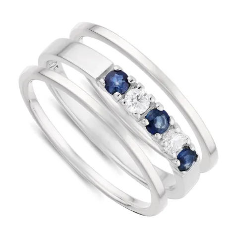 safir ring i sølv