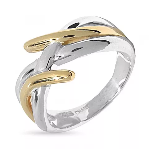 bred ring i sølv med 8 karat gull