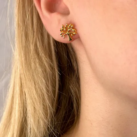 livets tre ørestikker i forgylt sølv