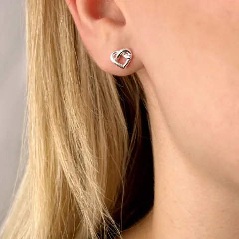 hjerte ørestikker i sølv