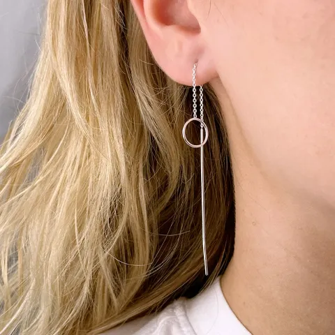 lange kjedeøreringer i sølv