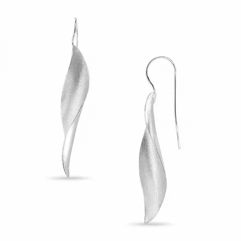 lange blad øredobber i sølv
