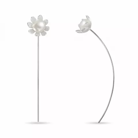 blomst perle øredobber i sølv